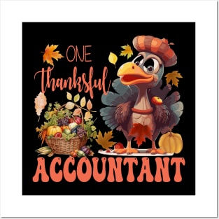 One Thankful Accountant Thanksgiving Turkey Costume Groovy Posters and Art